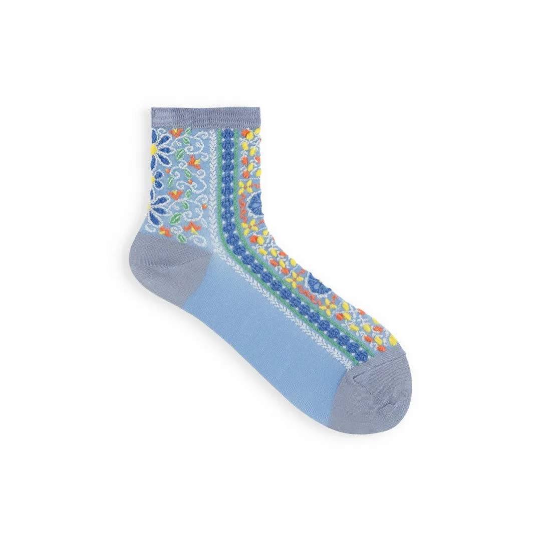 011133006 Sicilian Pattern Low Crew Socks