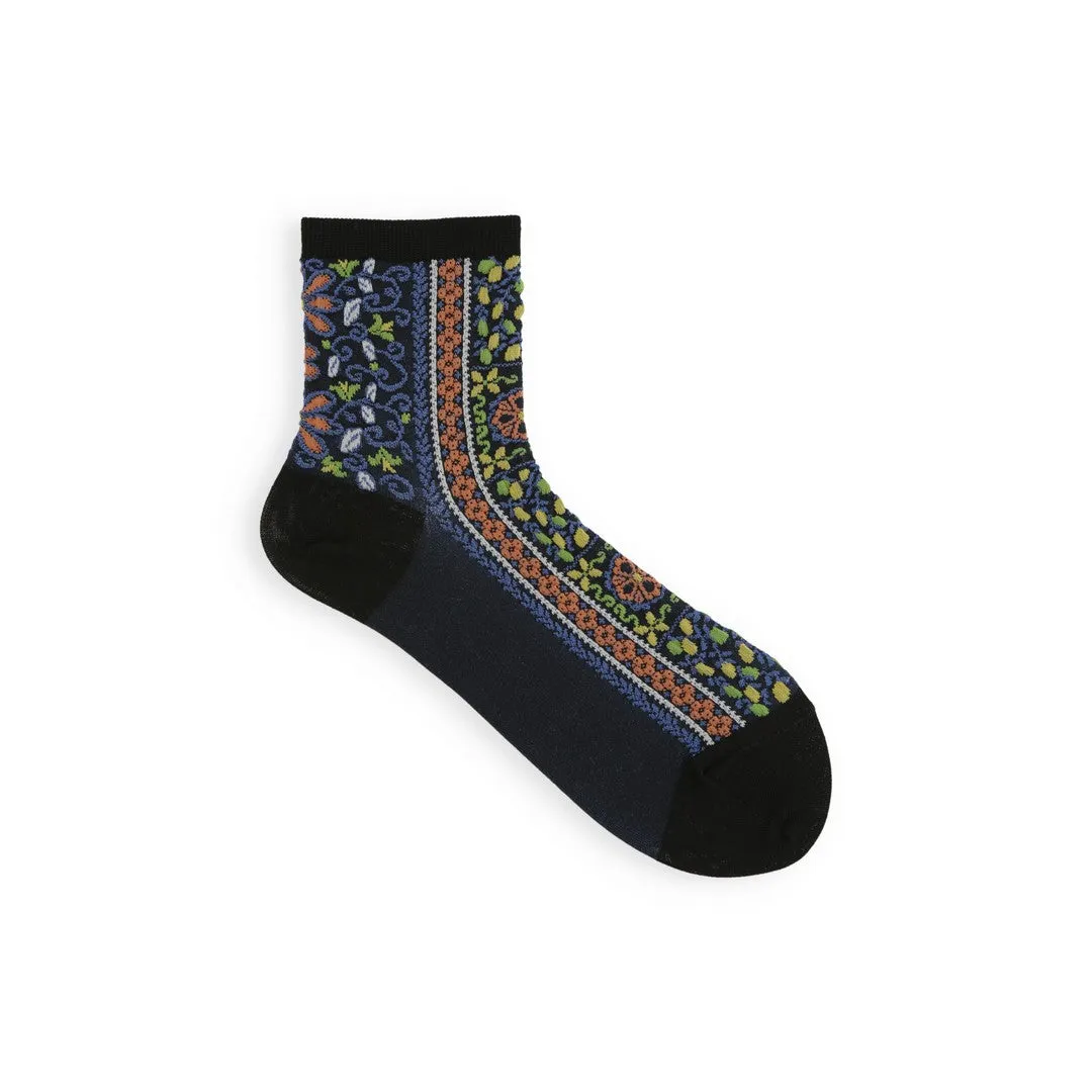 011133006 Sicilian Pattern Low Crew Socks