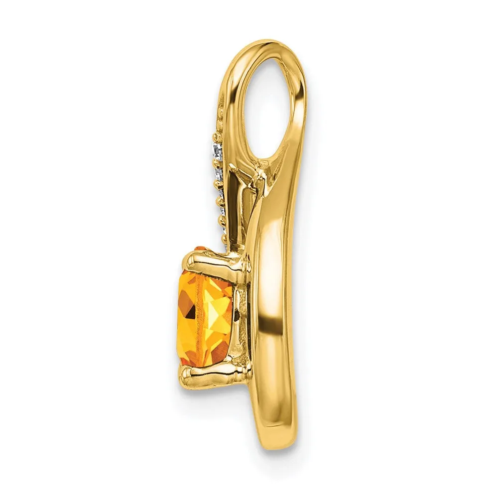 14k Citrine and Diamond Pendant