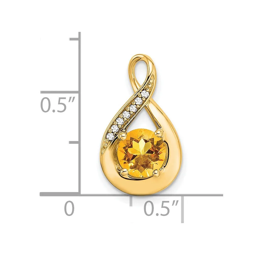 14k Citrine and Diamond Pendant