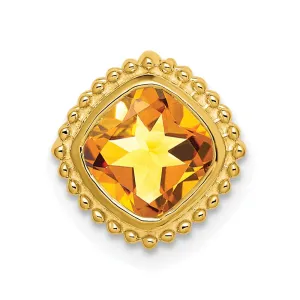 14k Cushion Citrine Chain Slide