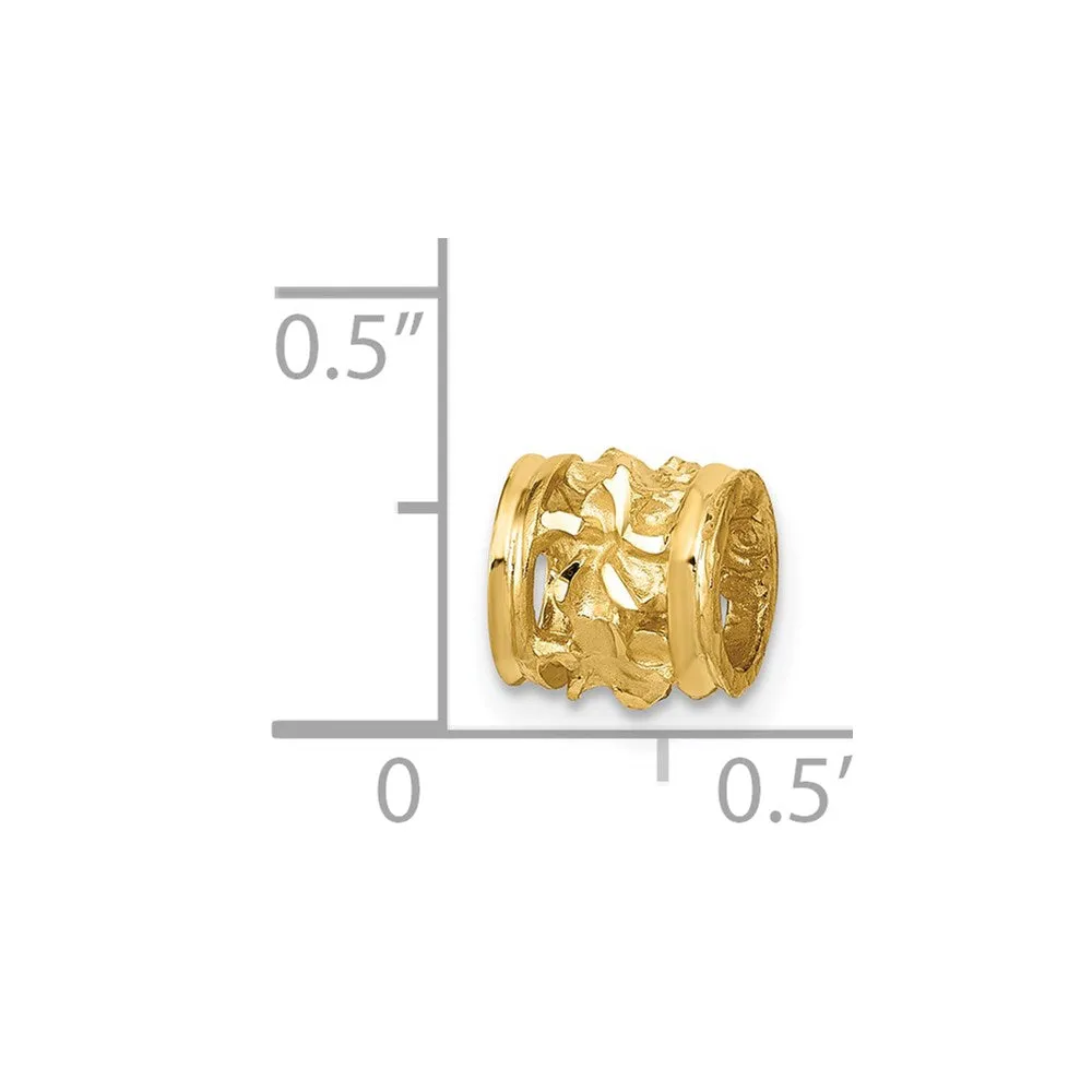14k Diamond-cut Mini Plumeria Barrel Chain Slide