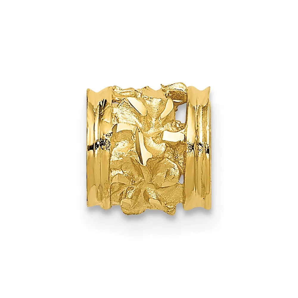 14k Diamond-cut Mini Plumeria Barrel Chain Slide