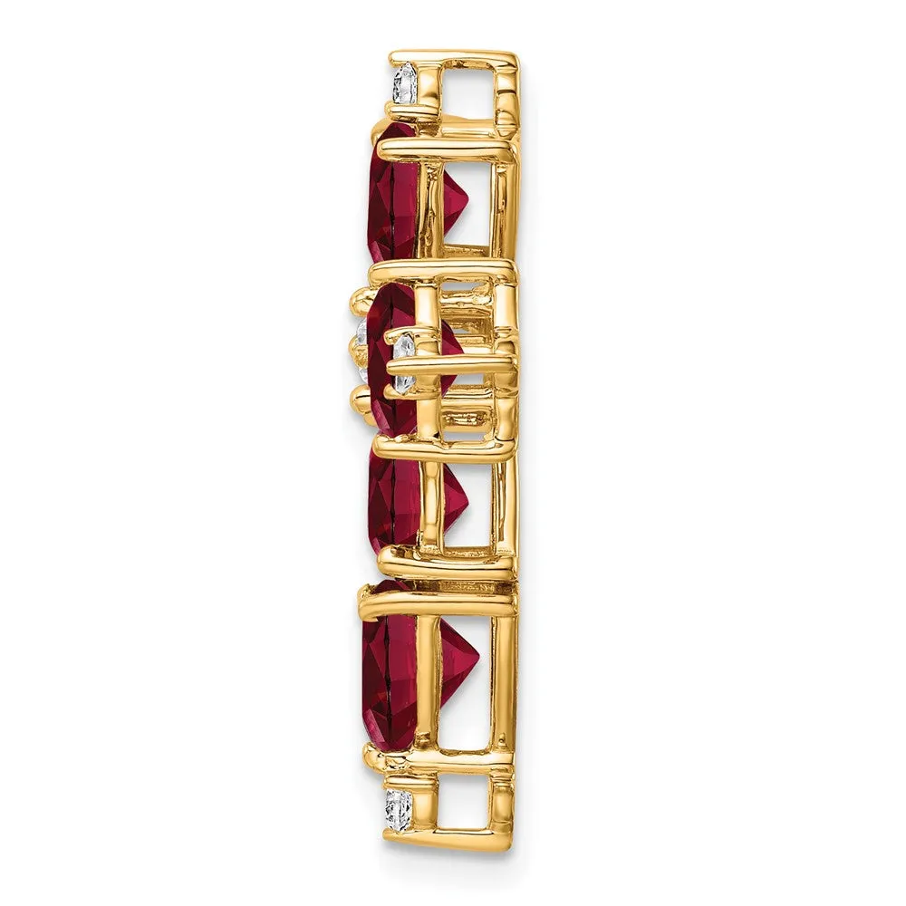 14k Lab Grown Diamond & Created Ruby Pendant