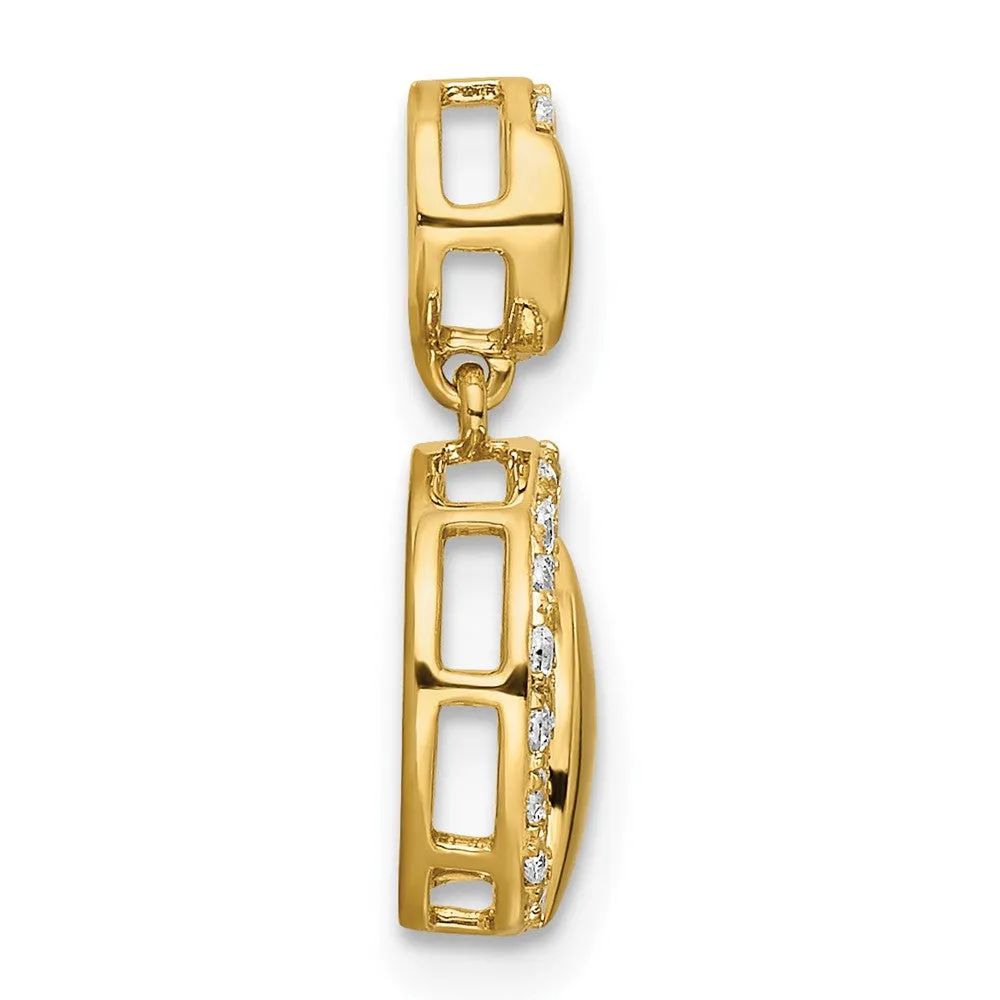 14k Polished Double Circle Diamond Chain Slide