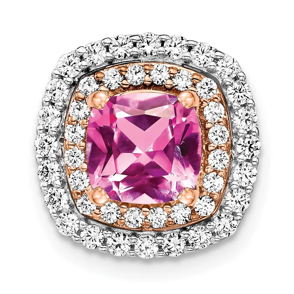 14k Two-Tone Lab Grown Diamond & Created Pink Sapphire Pendant