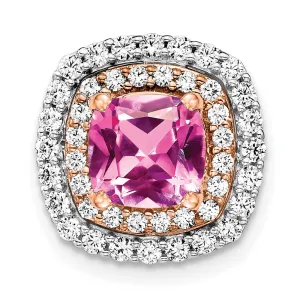 14k Two-Tone Lab Grown Diamond & Created Pink Sapphire Pendant