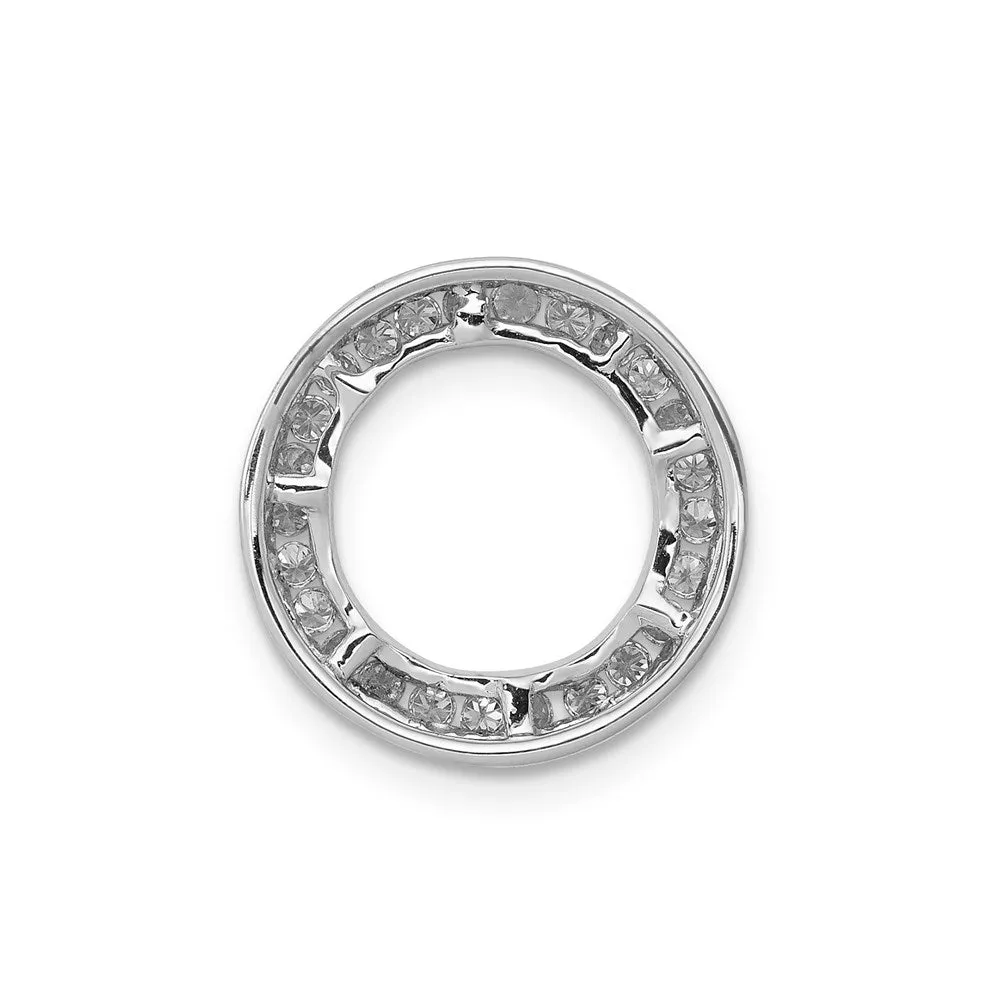 14k White Gold 1/4ct. Diamond Channel Set Circle Chain Slide
