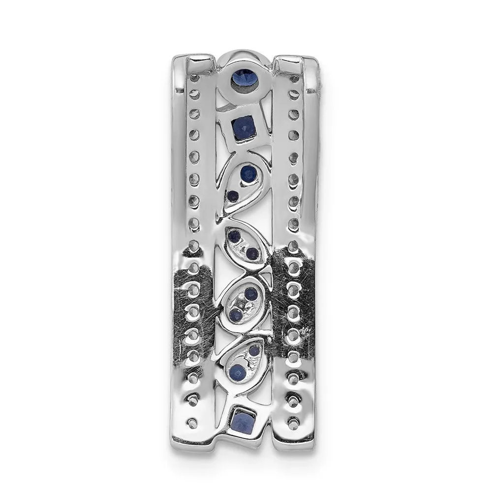 14k White Gold 1/5ct. Diamond and .24 Sapphire Fancy Chain Slide