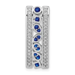14k White Gold 1/5ct. Diamond and .24 Sapphire Fancy Chain Slide
