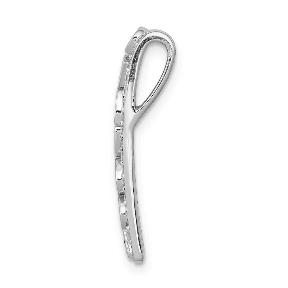 14k White Gold 1/5ct. Diamond and .24 Sapphire Fancy Chain Slide