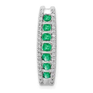 14k White Gold Diamond and Emerald Fancy Chain Slide