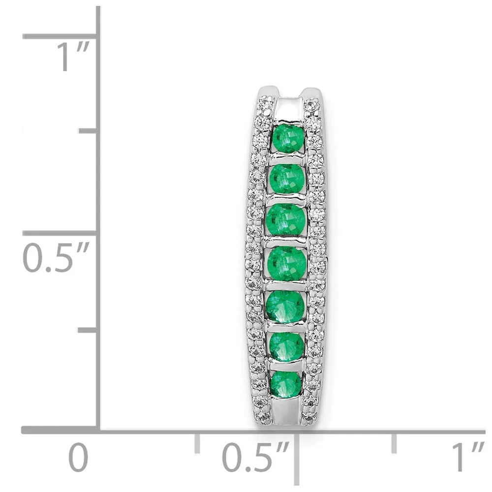 14k White Gold Diamond and Emerald Fancy Chain Slide