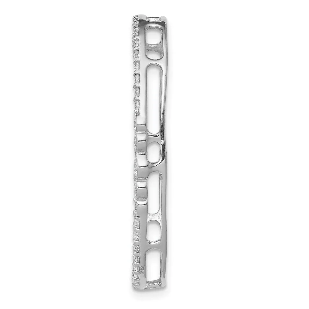 14k White Gold Diamond Oval Chain Slide Pendant