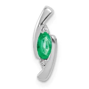 14k White Gold Fancy Diamond and Emerald Pendant