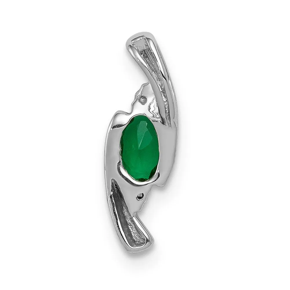 14k White Gold Fancy Diamond and Emerald Pendant
