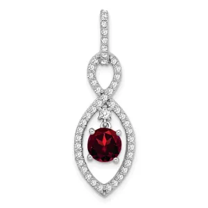 14k White Gold Garnet and Diamond Pendant
