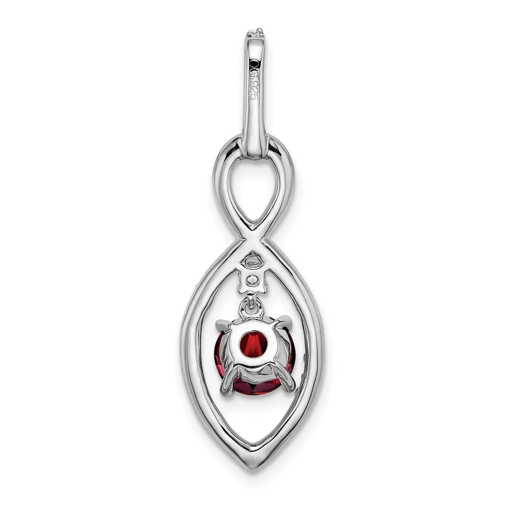 14k White Gold Garnet and Diamond Pendant