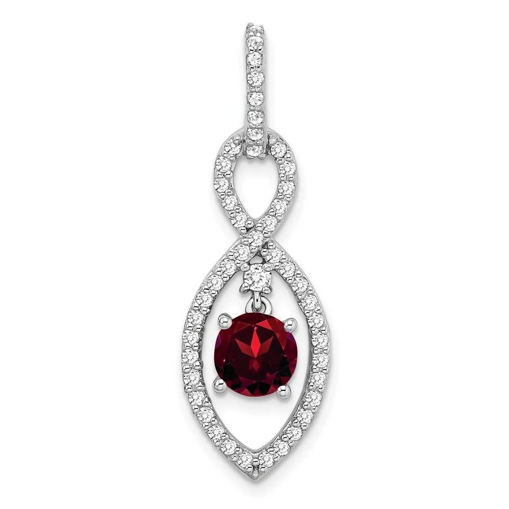 14k White Gold Garnet and Diamond Pendant