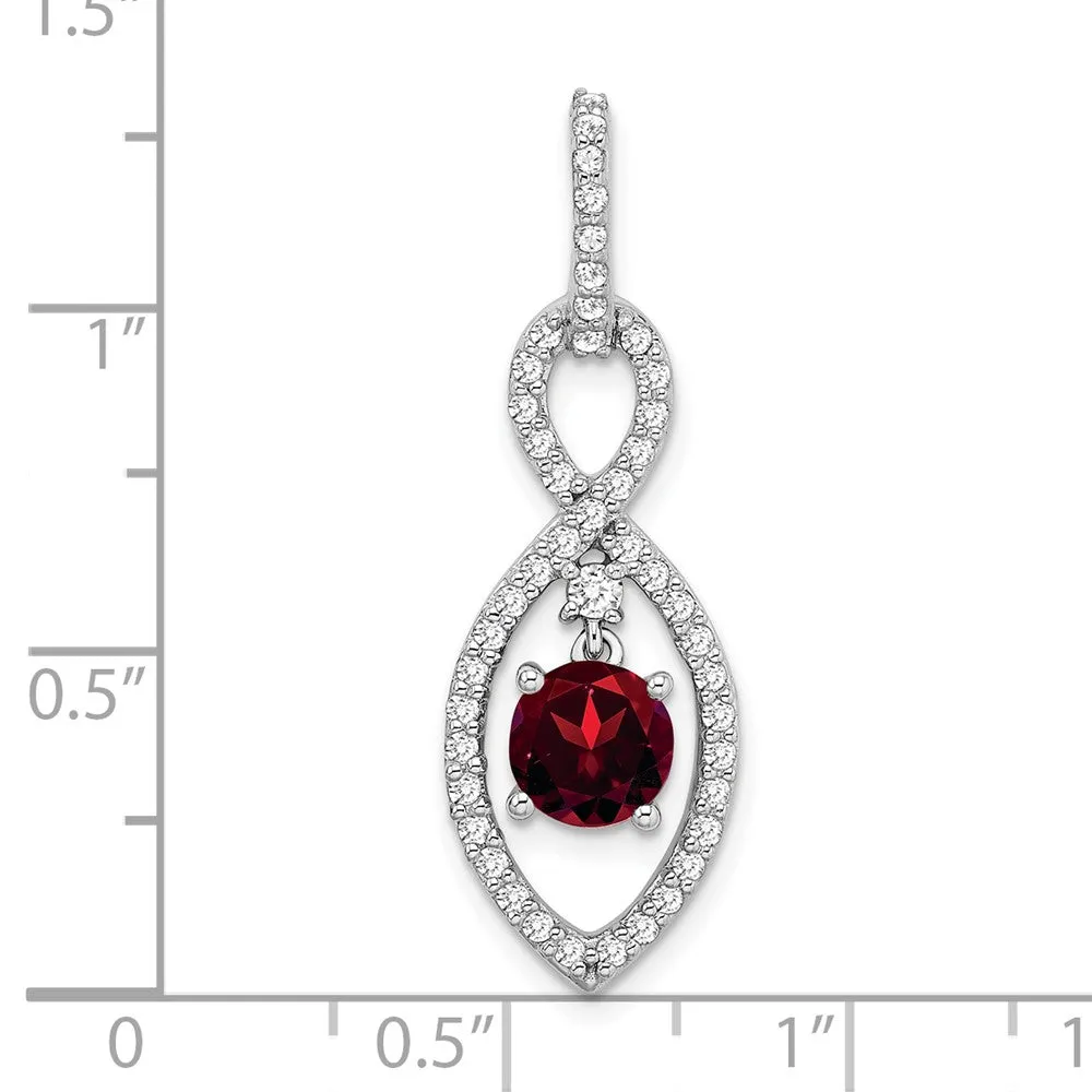 14k White Gold Garnet and Diamond Pendant