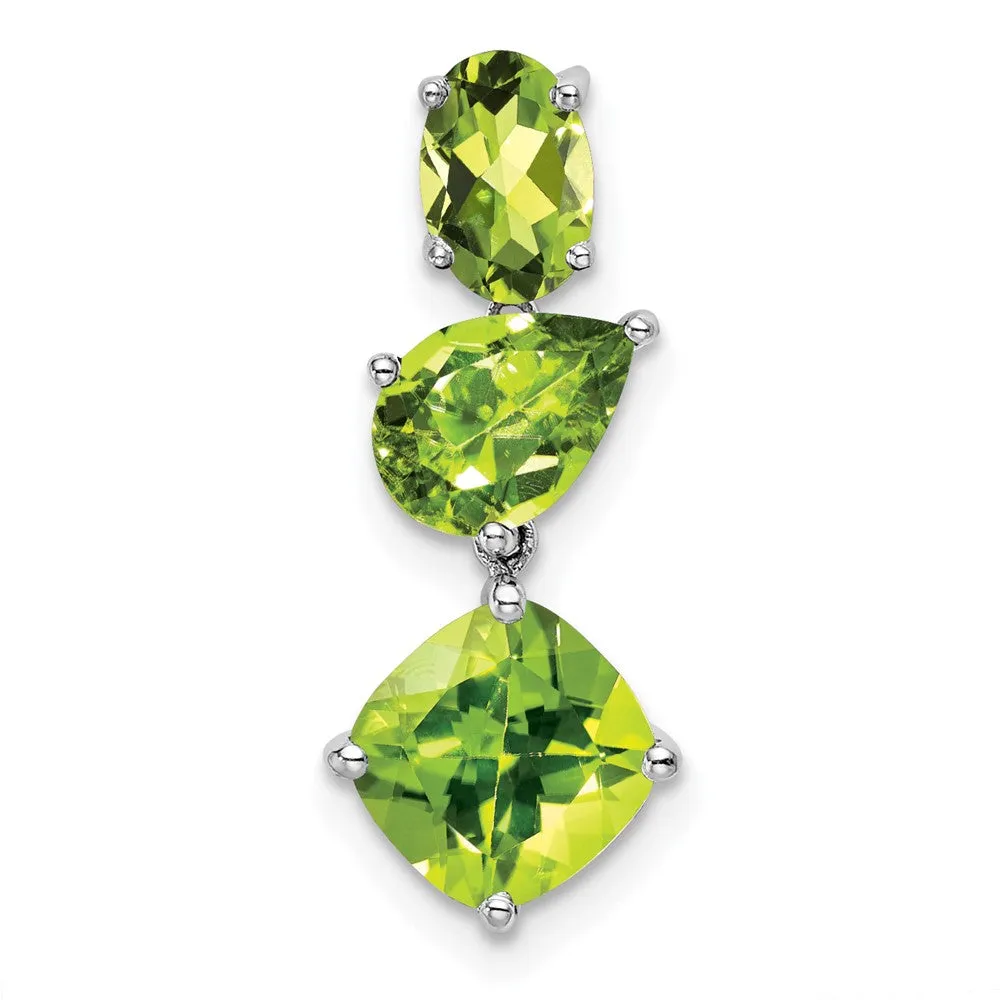 14k White Gold Peridot Chain Slide