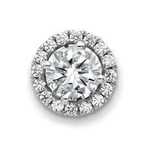 14k White Gold Round Halo G H I True Light Moissanite Chain Slide