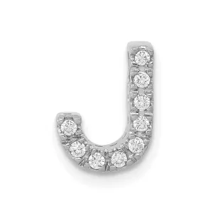 14k White Gold White Gold Diamond Letter J Initial Charm