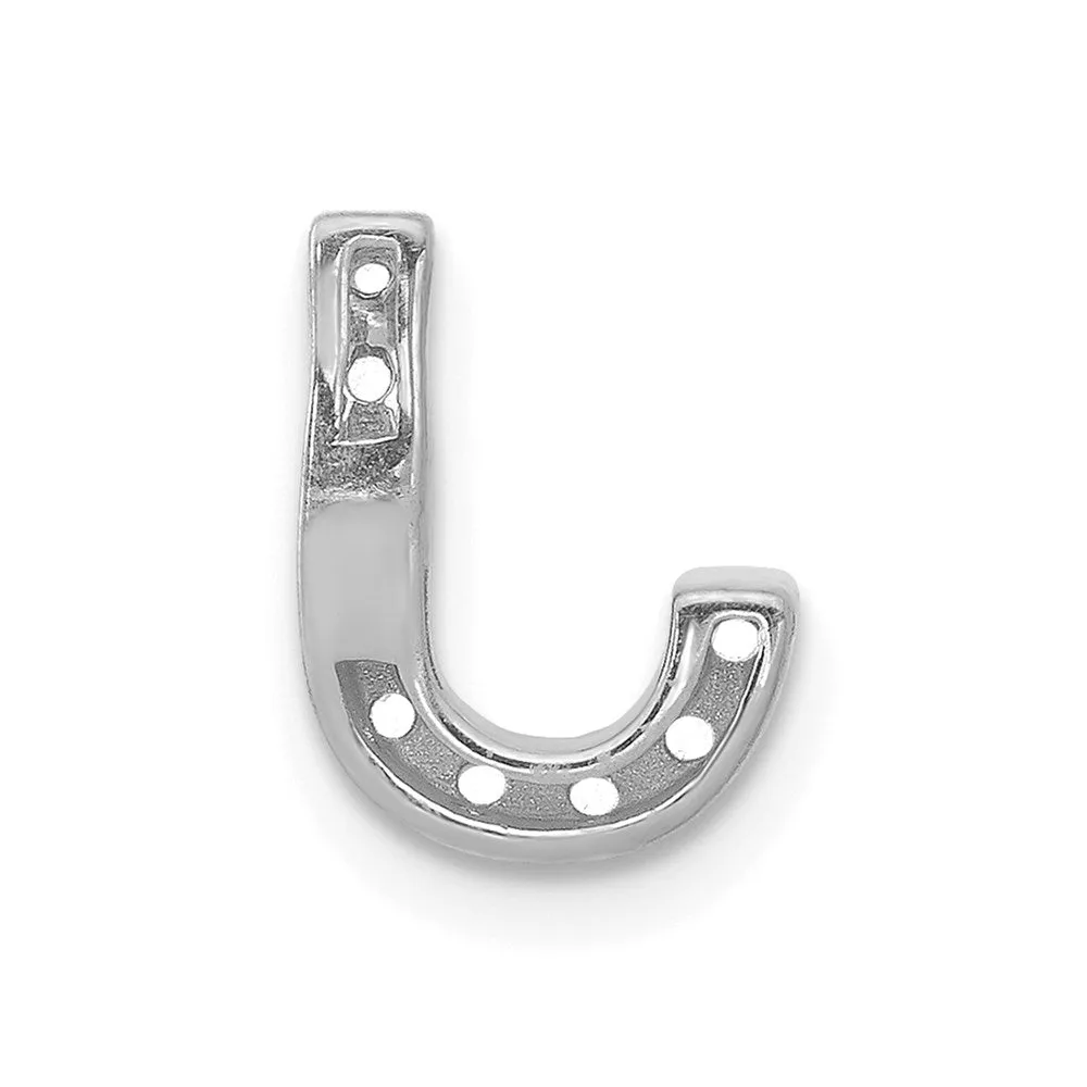 14k White Gold White Gold Diamond Letter J Initial Charm