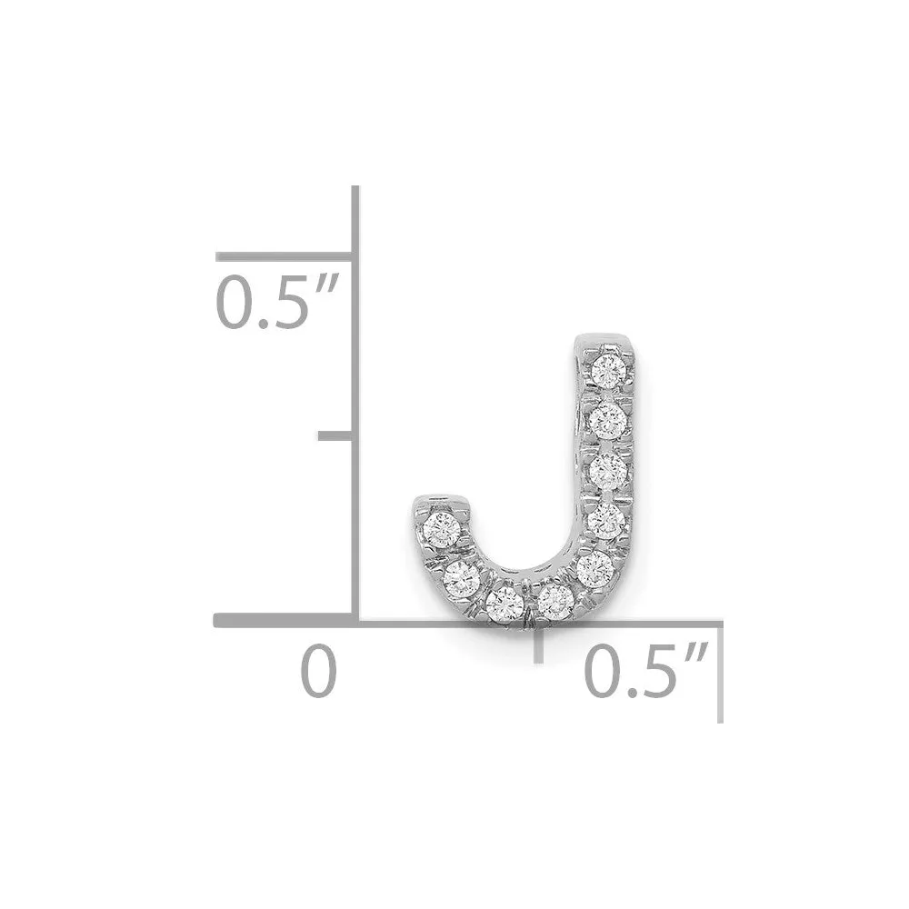 14k White Gold White Gold Diamond Letter J Initial Charm