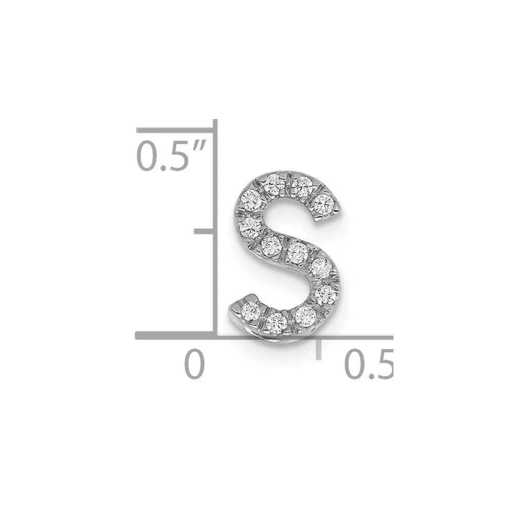 14k White Gold White Gold Diamond Letter S Initial Charm
