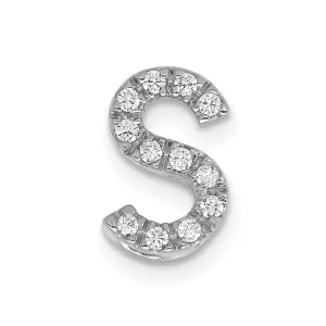 14k White Gold White Gold Diamond Letter S Initial Charm