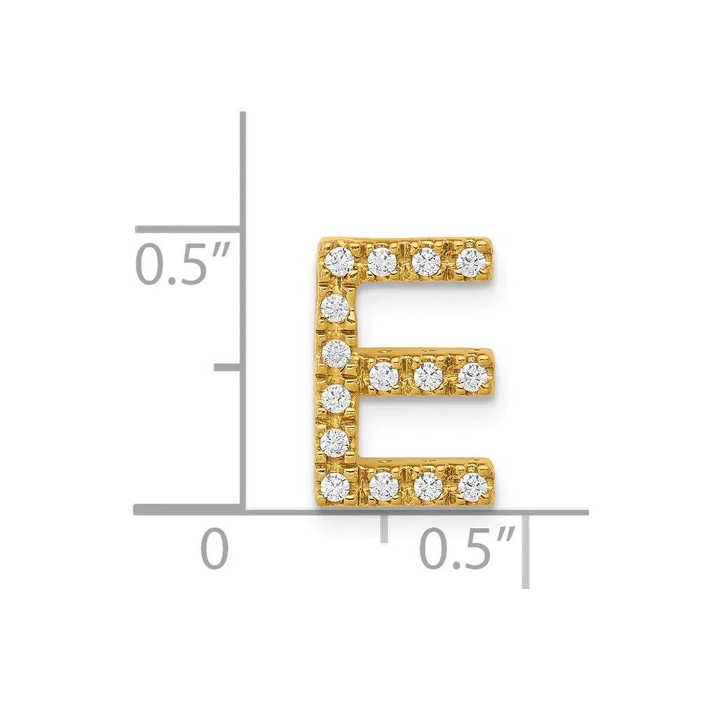 14k Yellow Gold Diamond Letter E Initial Charm