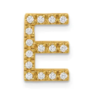 14k Yellow Gold Diamond Letter E Initial Charm