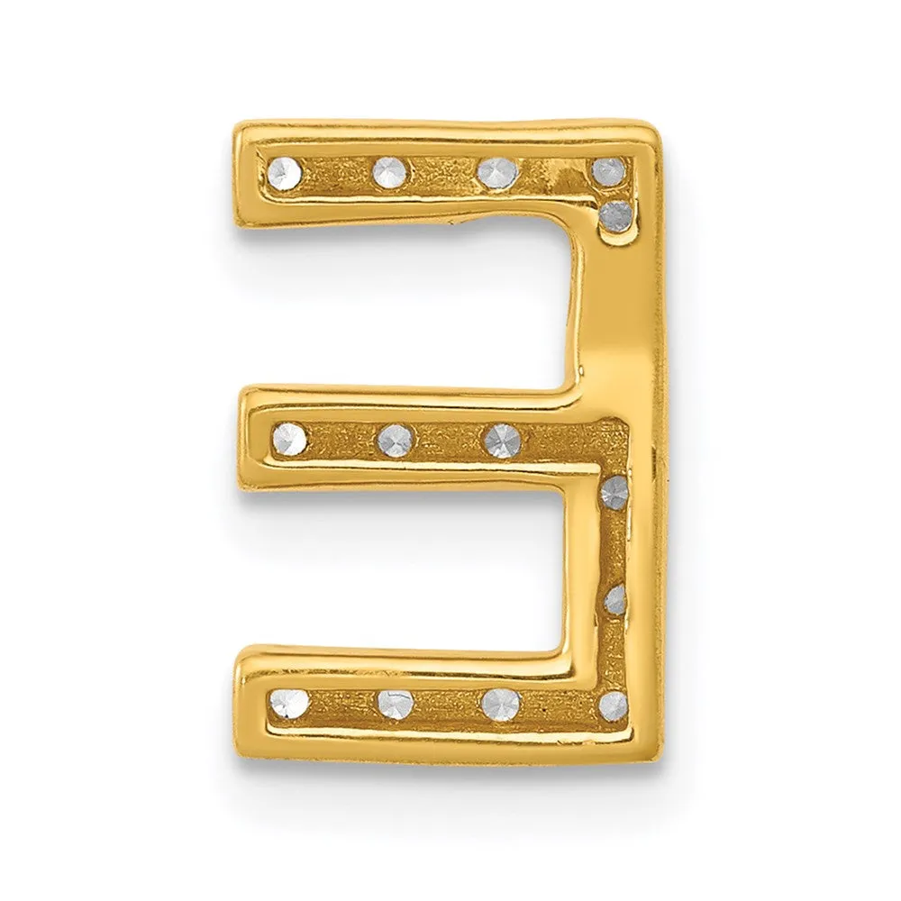 14k Yellow Gold Diamond Letter E Initial Charm