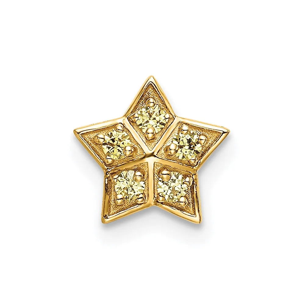14k Yellow Sapphire Star Chain Slide Pendant