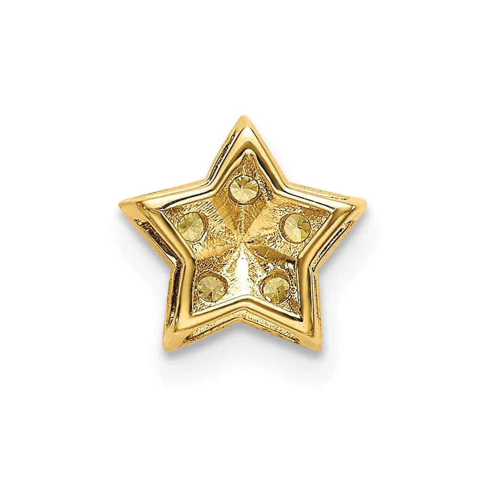 14k Yellow Sapphire Star Chain Slide Pendant