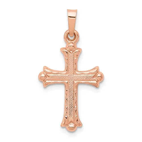 14KT Rose Gold Elegant Cross Pendant Charm
