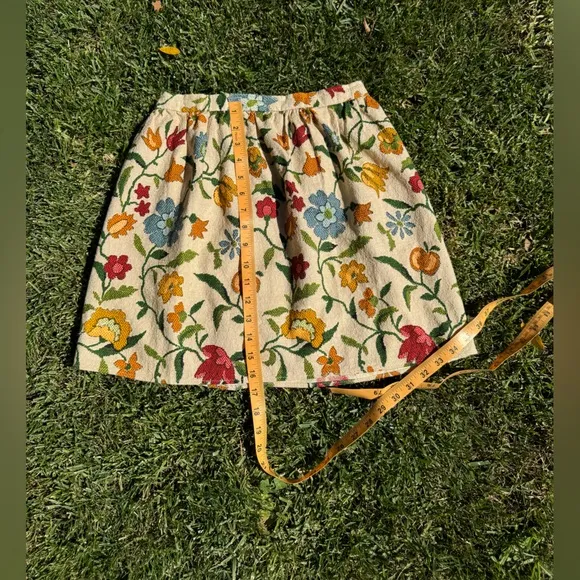 60s Vintage Cream Floral Mini Skirt