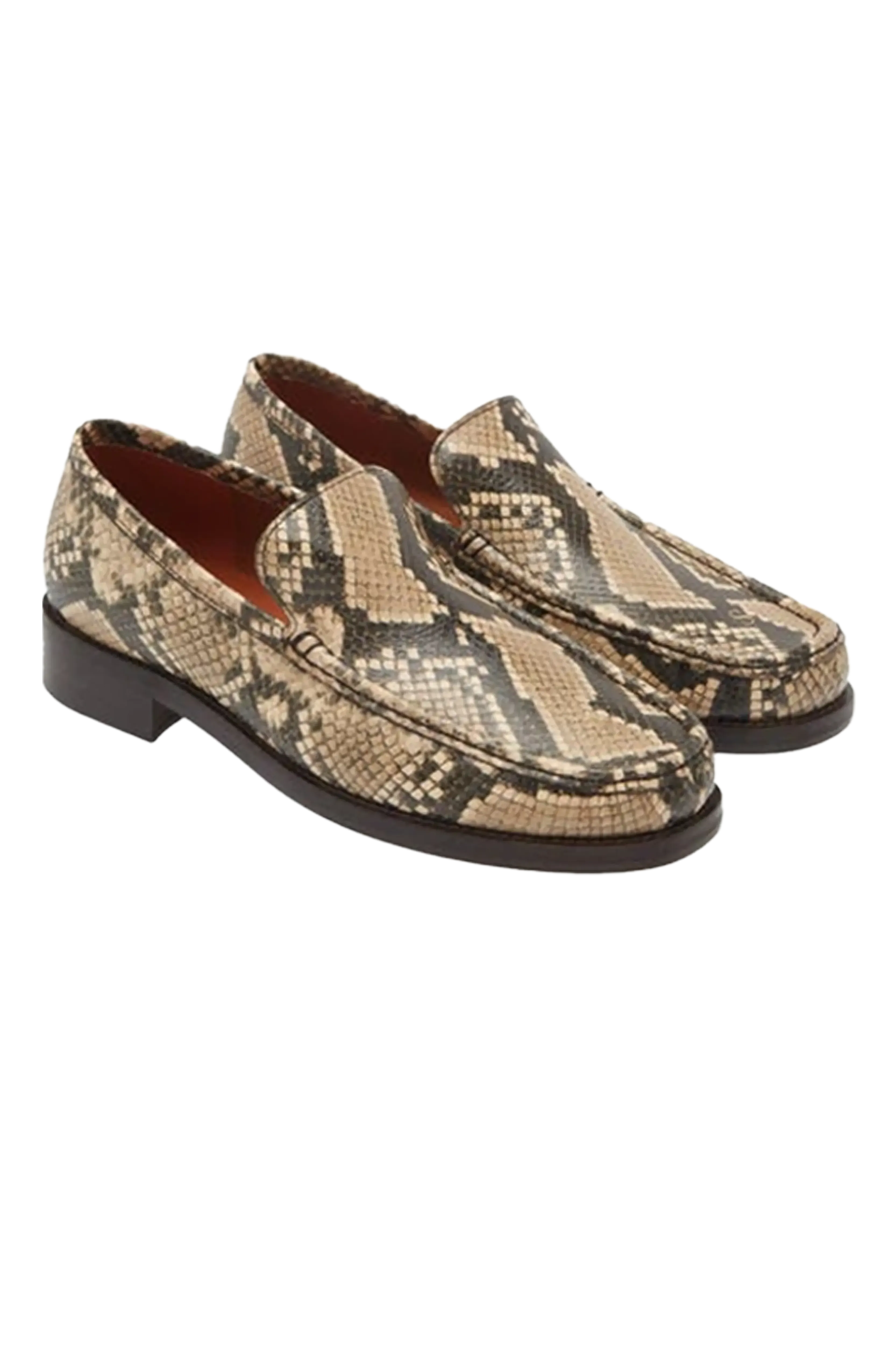 Acne Studios Faux Python Loafers Beige