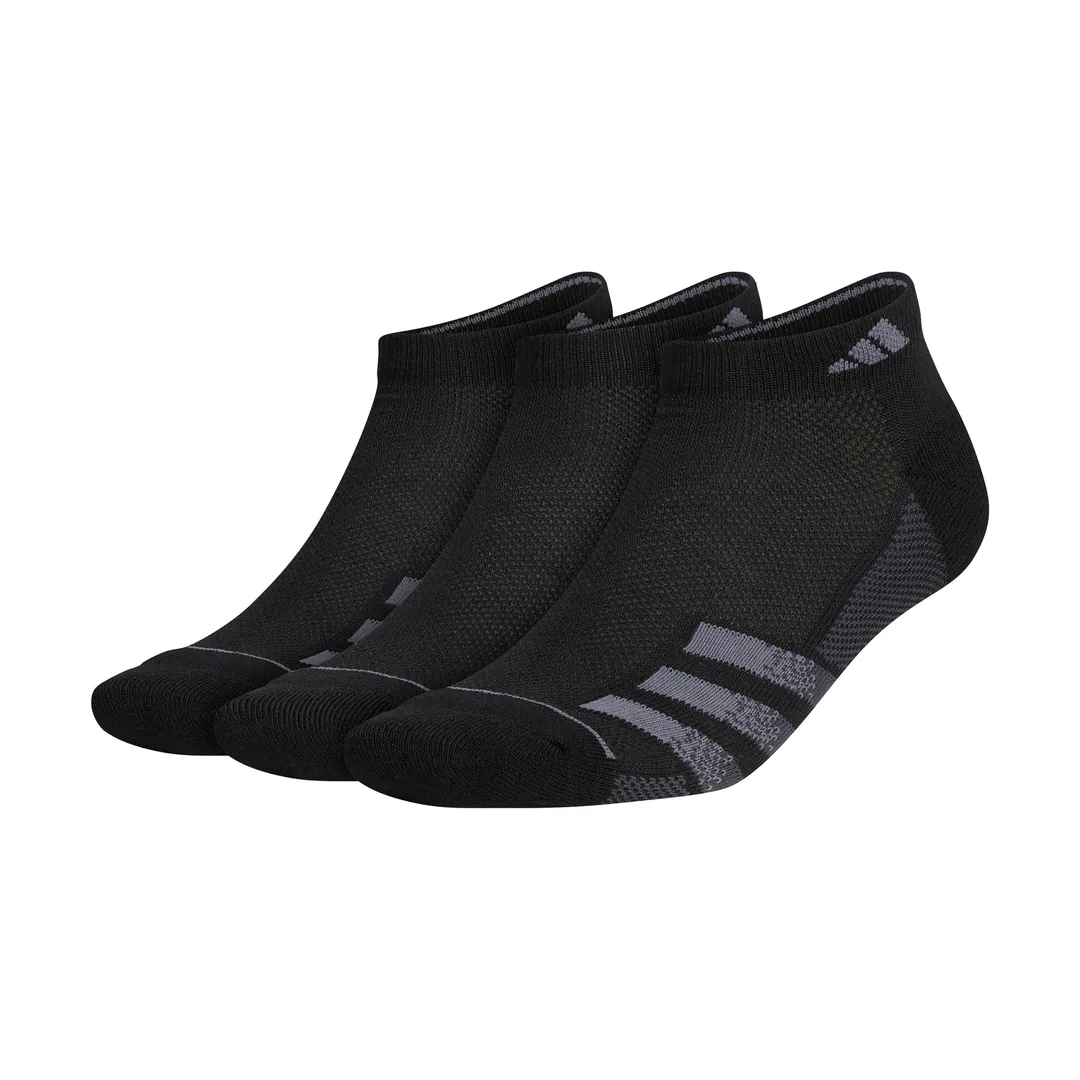 adidas Men's Superlite 3 Stripe Low-Cut Socks 3 Pack (Black)
