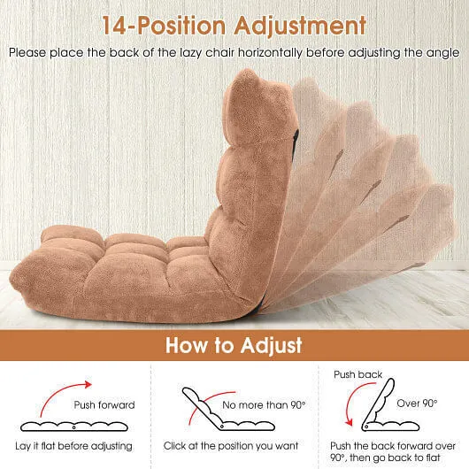 Adjustable 14-position Cushioned Floor Chair-Beige - Color: Beige