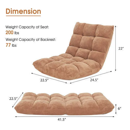 Adjustable 14-position Cushioned Floor Chair-Beige - Color: Beige