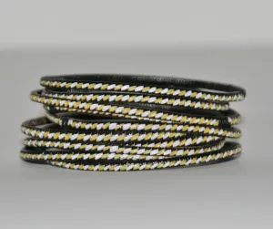 African Recycled Bracelet Yellow Black White Recycled African Mat - Unisex - 3"Diameter - Set of 5