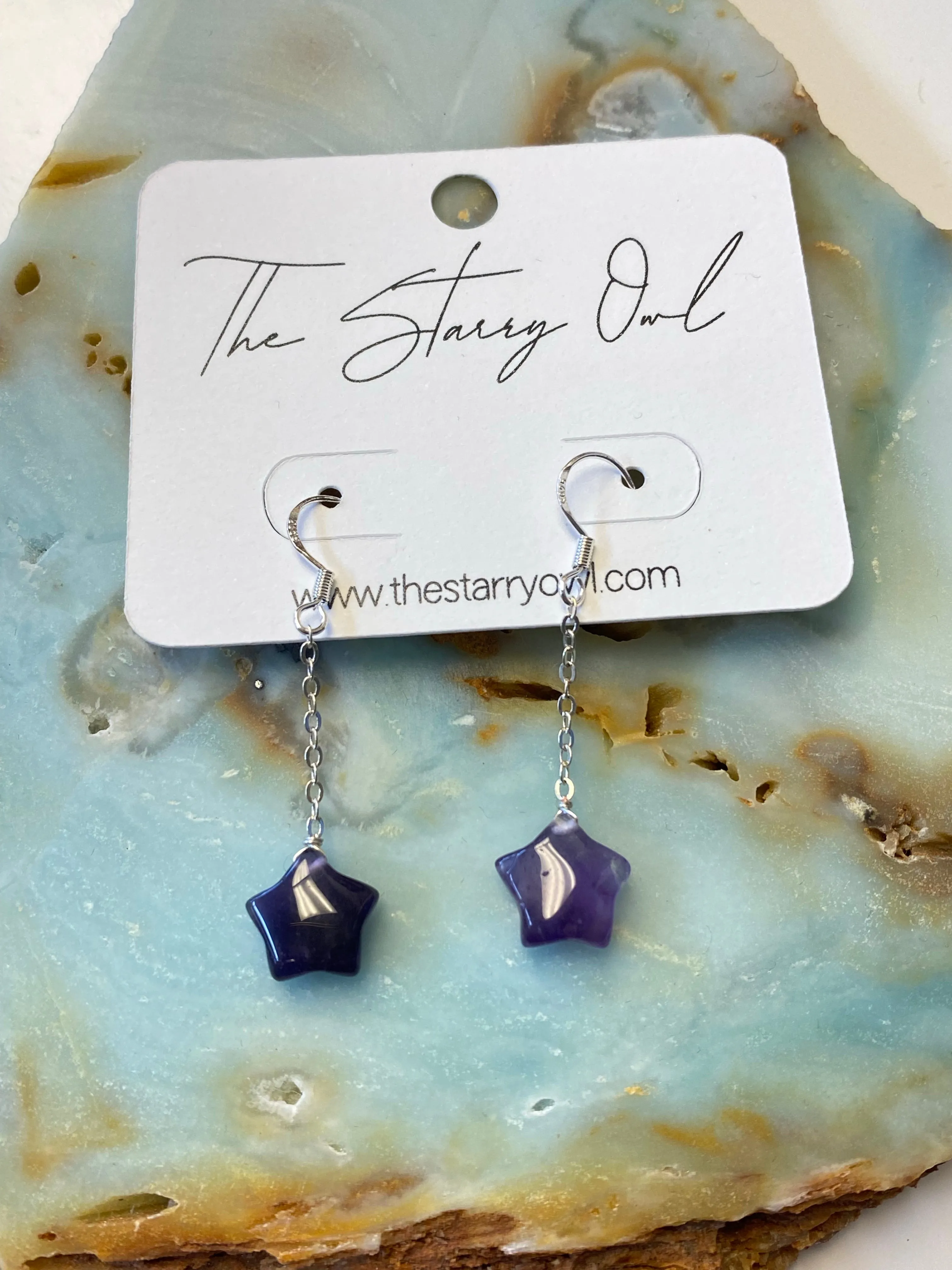 Amethyst Star Earrings