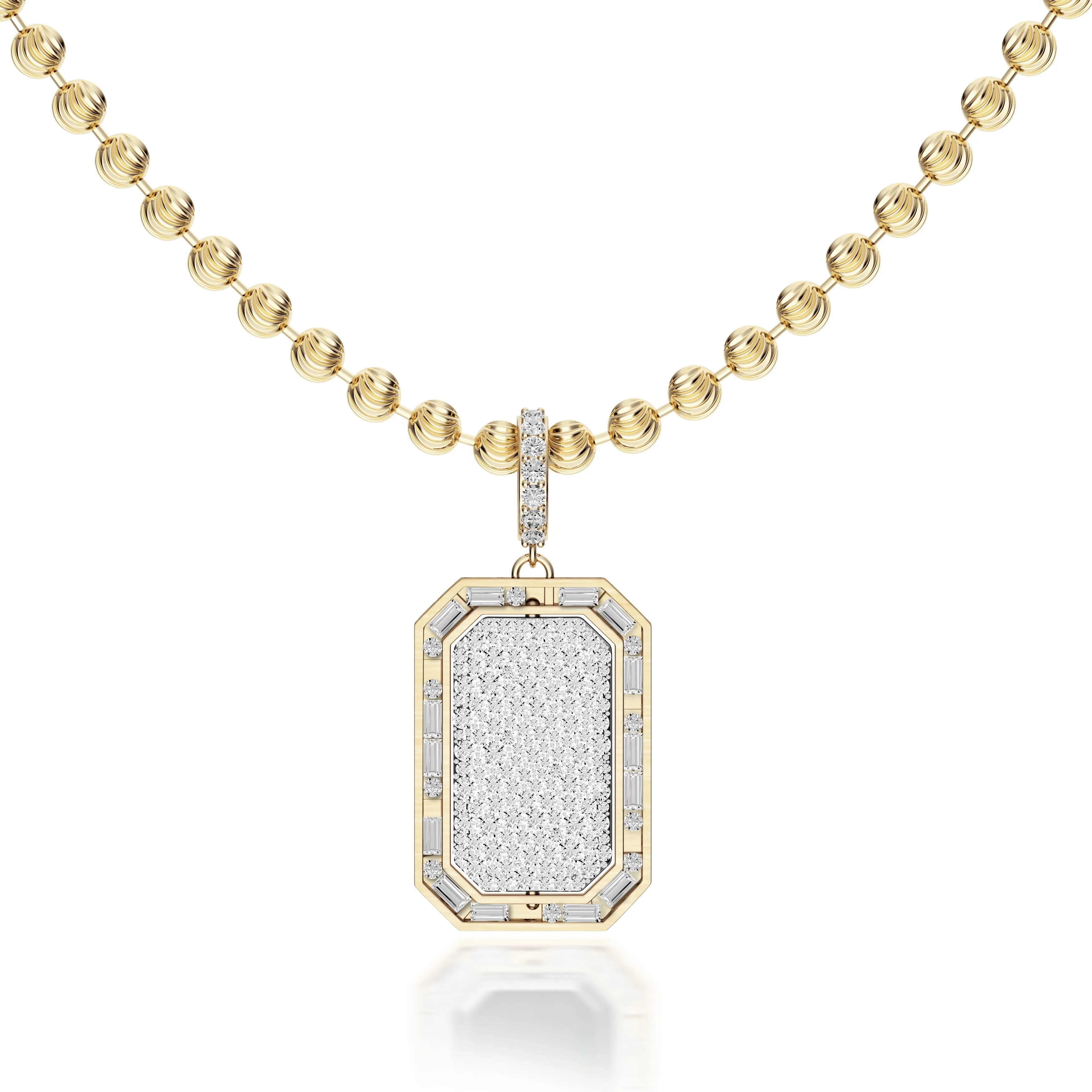 Amina Sorel 18kt Gold Emerald cut & Diamond 'Morse Code' Flip Pendant