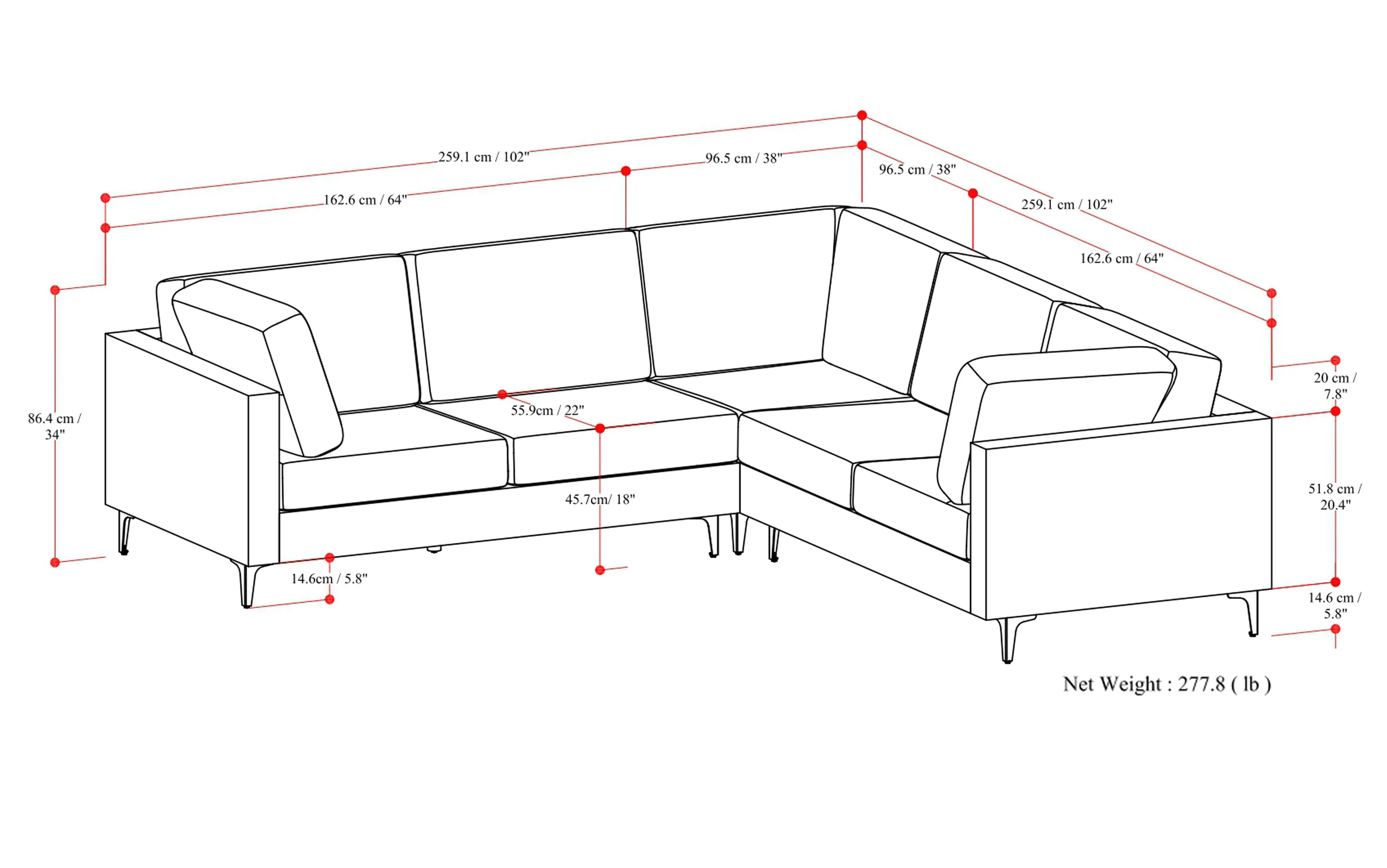 Ava Mid Century Corner Sectional