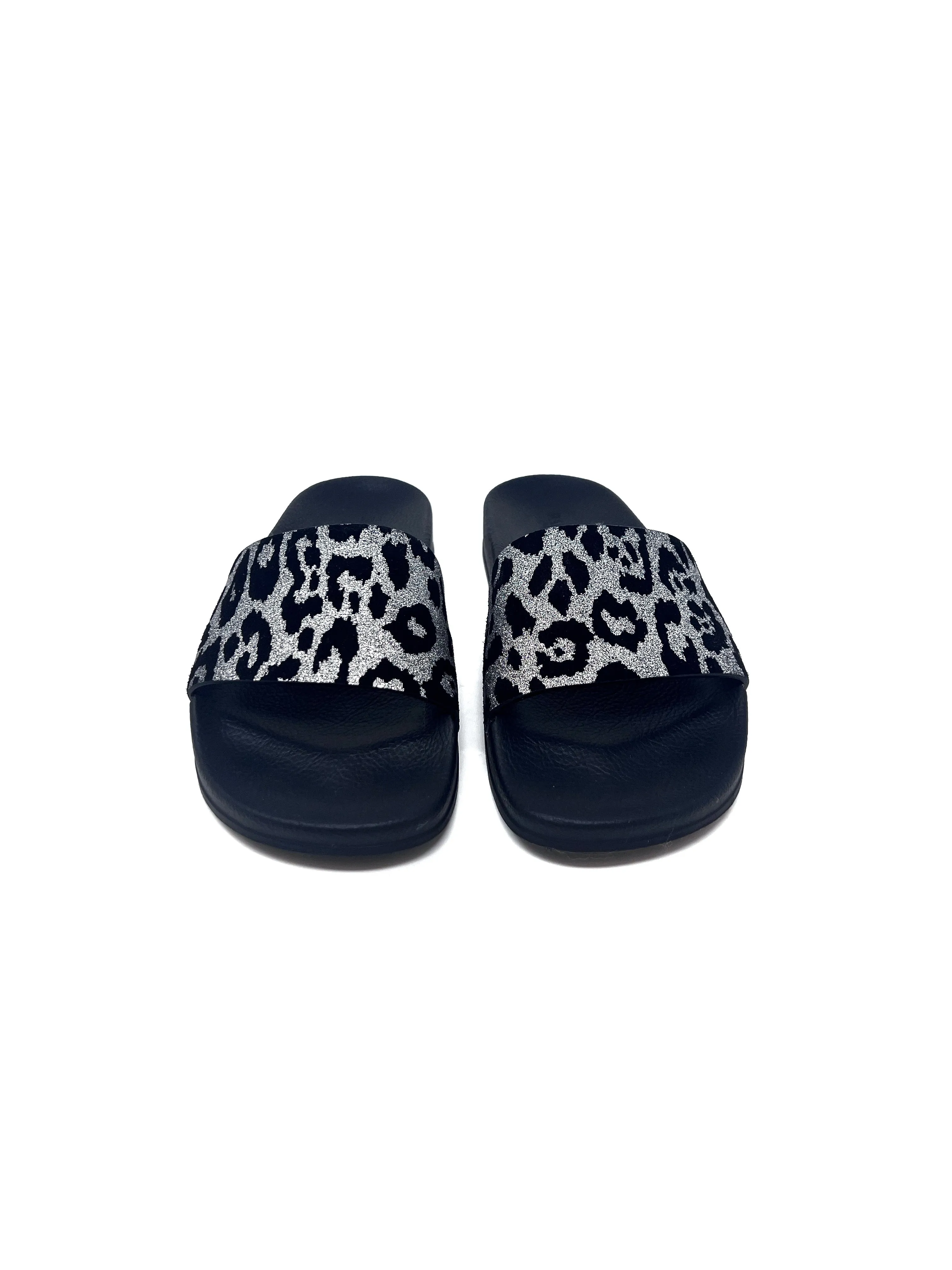 Balmain W Shoe Size 40 'Calypso' Metallic Leopard Lame Slides