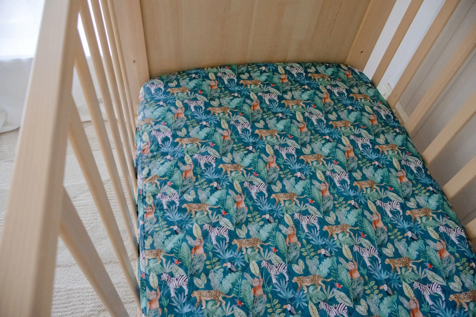 Bambella 2-in-1 Waterproof Cot Sheet & Mattress Protector | Jungle Palms