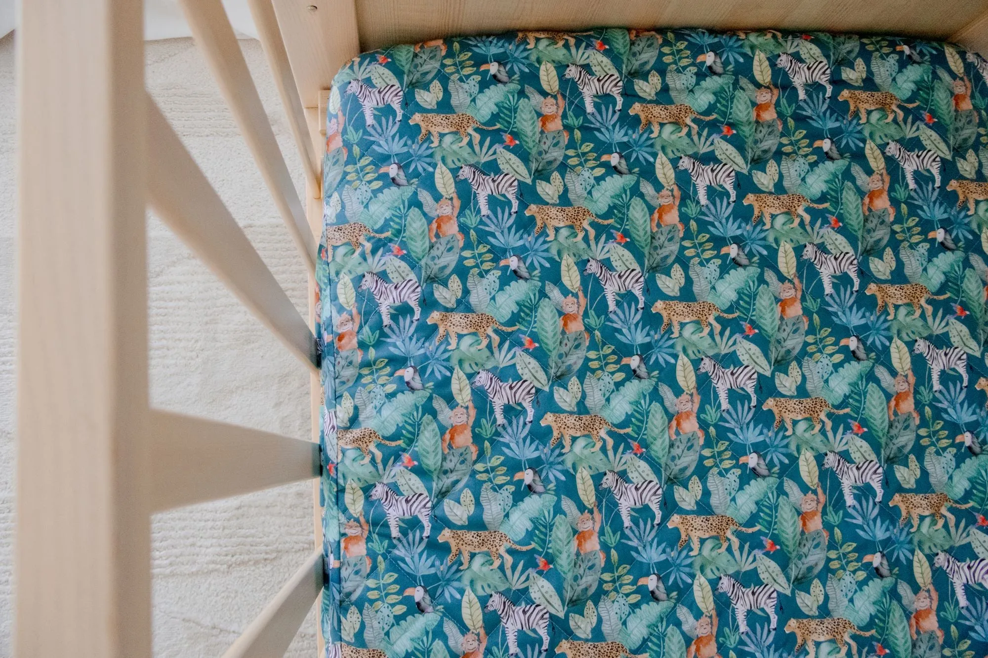 Bambella 2-in-1 Waterproof Cot Sheet & Mattress Protector | Jungle Palms