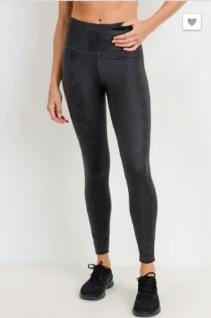 Black Snakeskin Highwaist Leggings